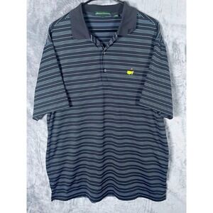 Augusta National Masters Golf Men's Polo Shirt Black Blue Striped Size Large